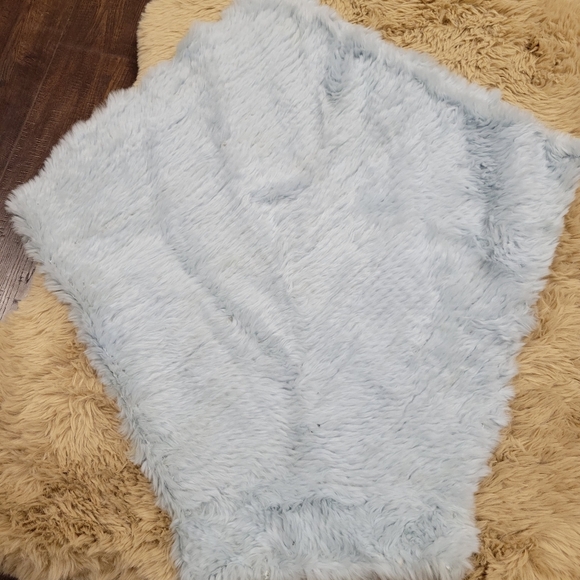 Brandon Thomas 100% rabbit fur poncho Baby Blue Y2k 2000s 90s Pastel - Picture 5 of 5